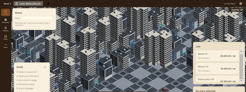 A close isometric view of dense Tokyo tower blocks with a marker pin on a plaza.